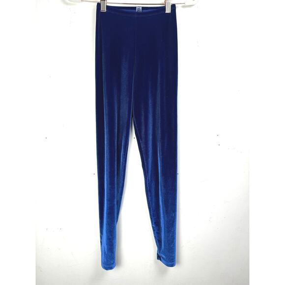 Los Angeles Apparel Velvet Electric Blue High Waist Stretch Leggings X-Small - Picture 2 of 10